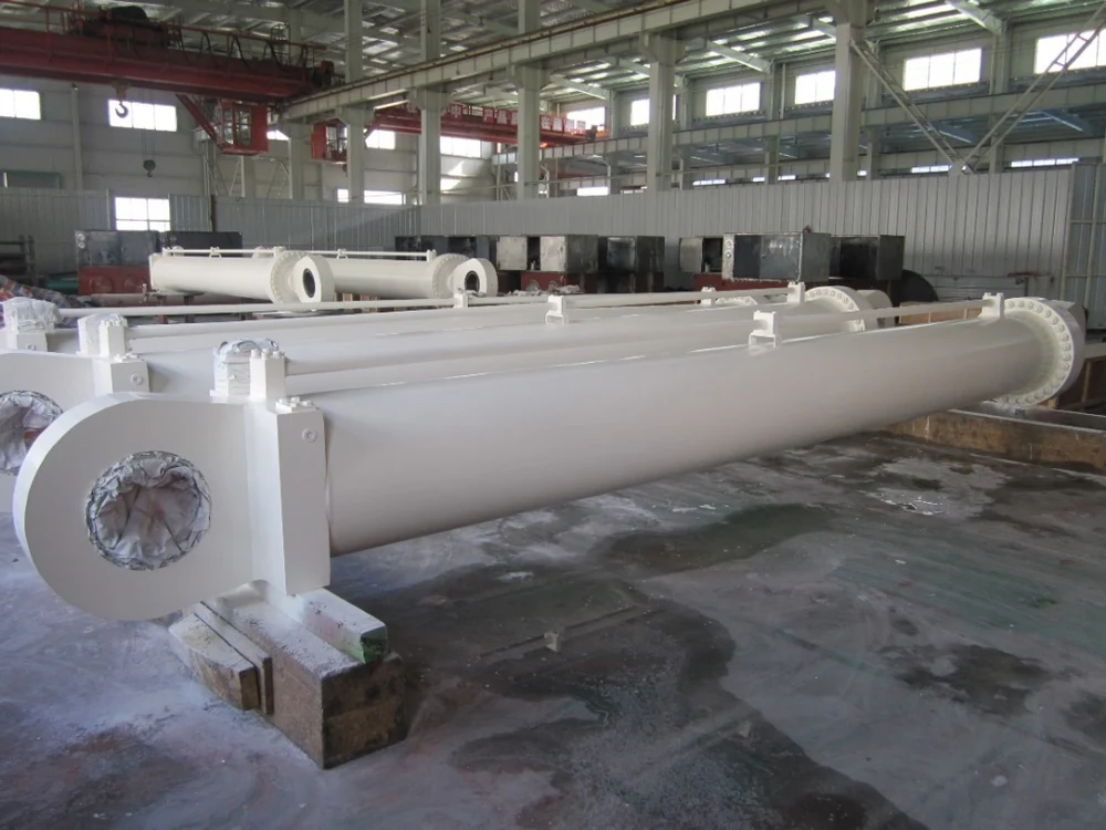 White hydraulic cylinder assemblies shown in JW marine crane product material