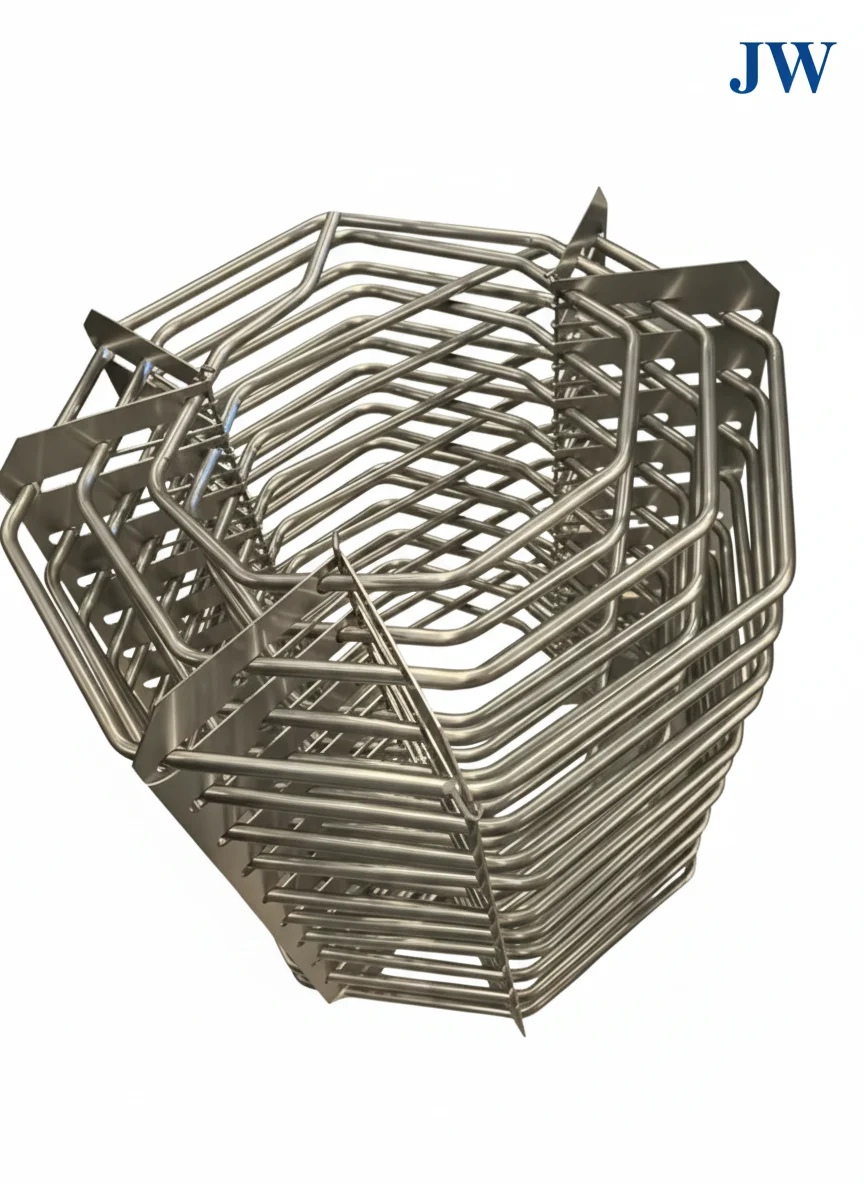 Multi-bend tube assembly with shaped tube runs held by metal support brackets
